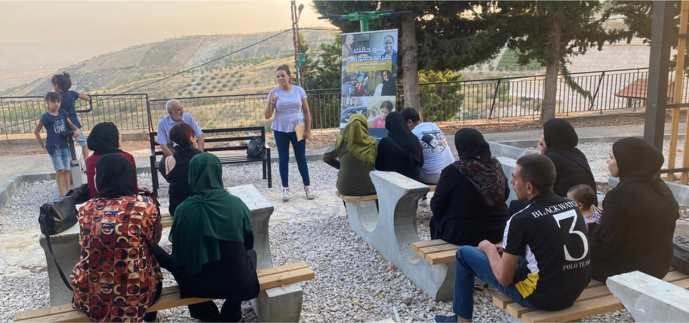 Awareness session on domestic violence in Tamnin, Baalbek delivered through the Baalbek mobile legal aid desk..