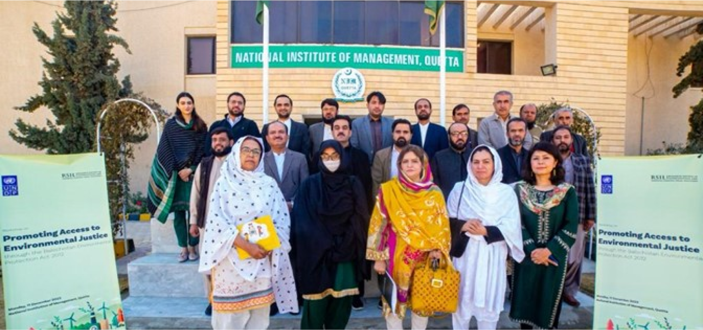 Consultation session on promoting access to environmental justice with key government departments in Balochistan.